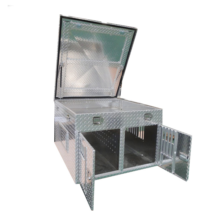 Diamond Plate Aluminum Double Dog Box With Storage Compartment