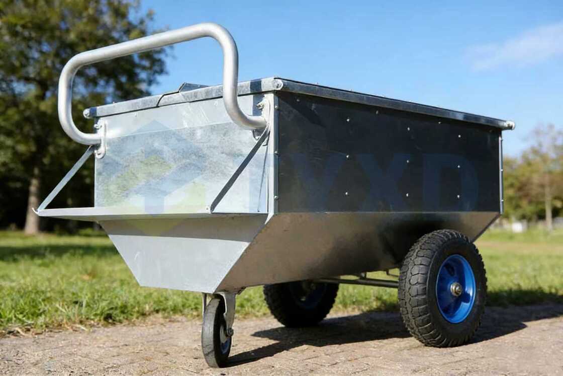 TYXD  Durable Galvanized Steel Horse Feed Storage Box, Large Capacity Horse Feed Cart